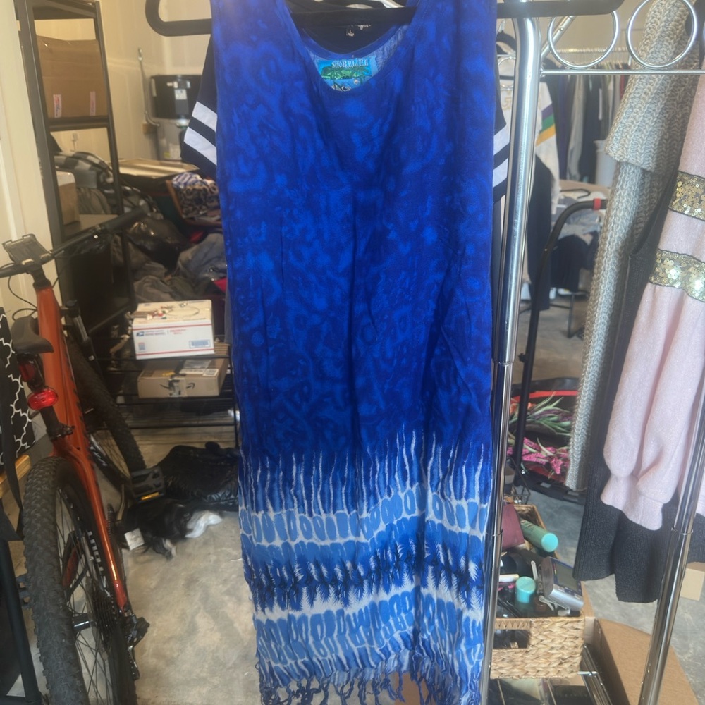 Blue Tie-Dye Midi Dress - Casual Summer Style